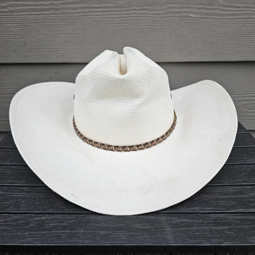Vtg Stetson 8X Shantung Panama Cowboy Western Rodeo Straw Hat USA Size 6 3/4